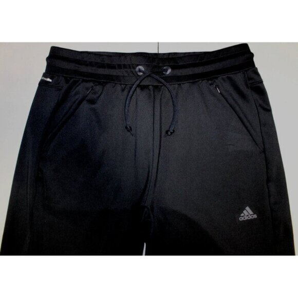 Womens Adidas Climalite Athletic High Rise Pants Large Black Running Pockets - Picture 2 of 6